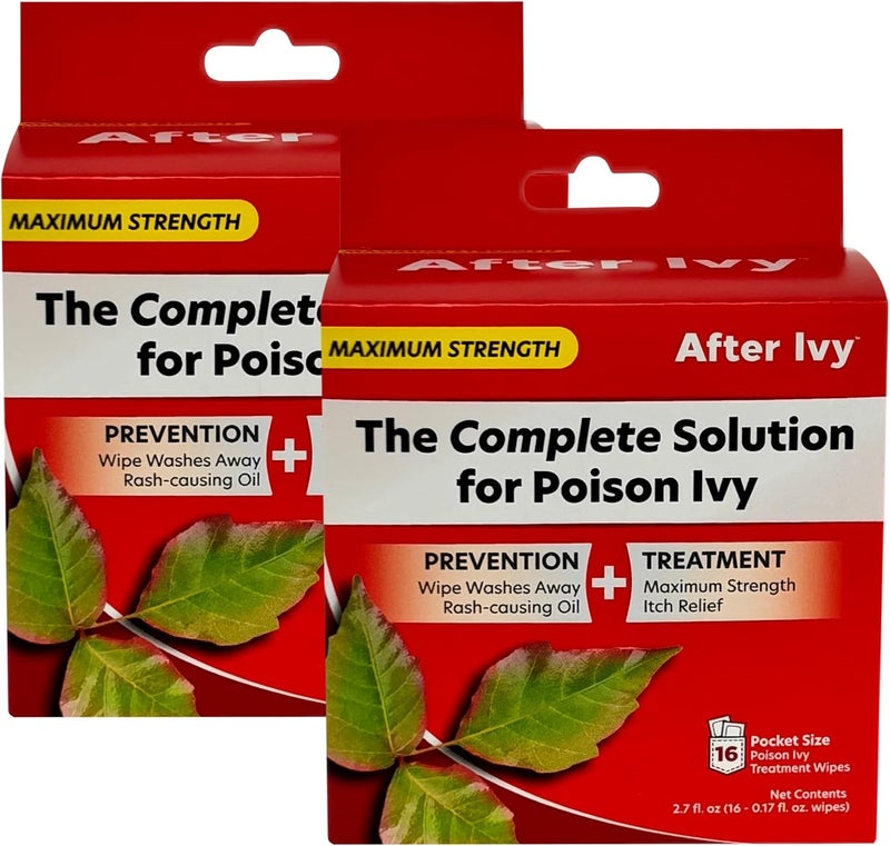 AfterBite After Ivy Relief & Treatment Wipes - Fast Itch Relief for Poison Ivy, Oak & Sumac - 32 Count Portable Wipes for Outdoor Adventures - Image 1